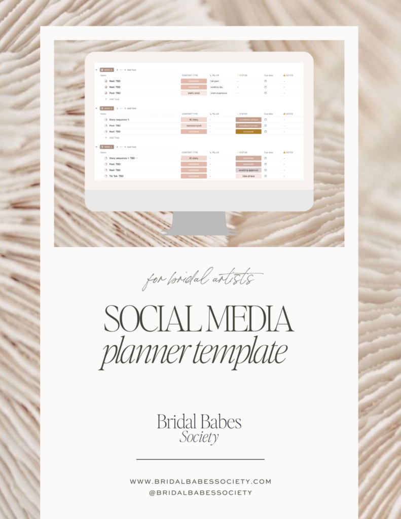 My Bridal Beauty Content Planner